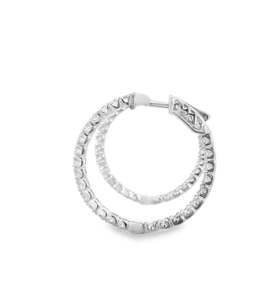 14KW Inside - Outside Diamond Hoop Earrings - 1.50ctw - Diamonds By Rothschild