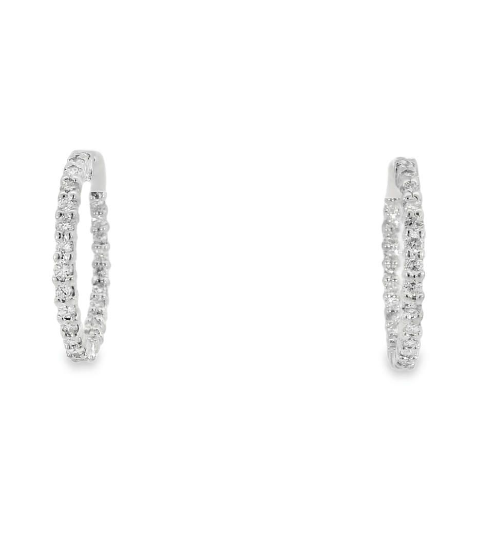 14KW Inside - Outside Diamond Hoop Earrings - 1.50ctw - Diamonds By Rothschild
