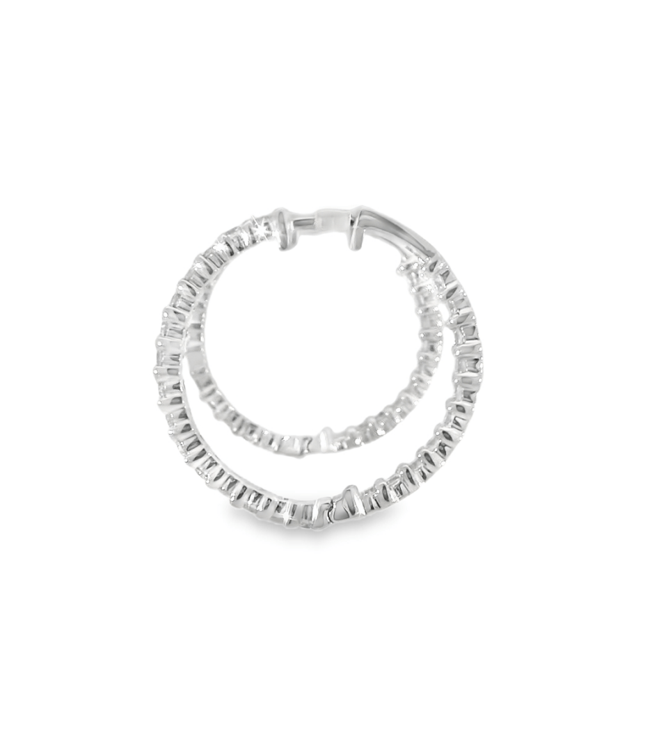 14KW Inside - Outside Diamond Hoop Earrings - 1.50ctw - Diamonds By Rothschild