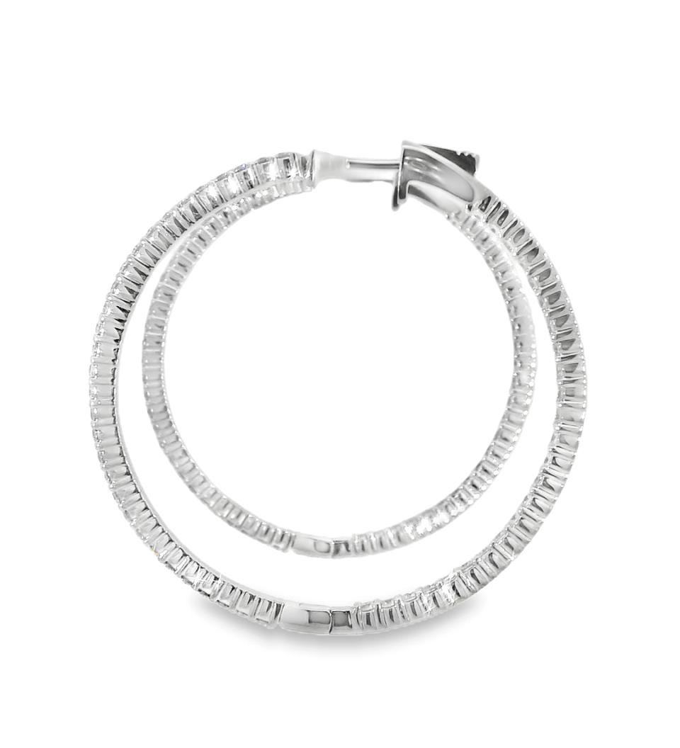 14KW Inside - Outside Diamond Hoop Earrings - 1.70ctw - Diamonds By Rothschild