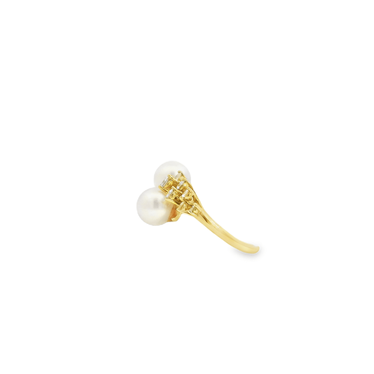 18KY Akoya Pearl and Diamond Ring 1ctw - Diamonds By Rothschild