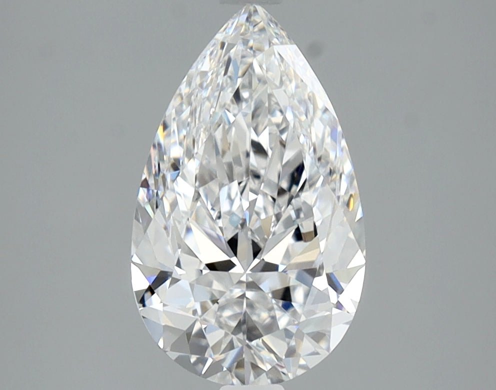 2 Carat Pear Shape Cut Natural Diamond - D VVS2 - 2.0ct - EX Symmetry Grade - Diamonds By Rothschild