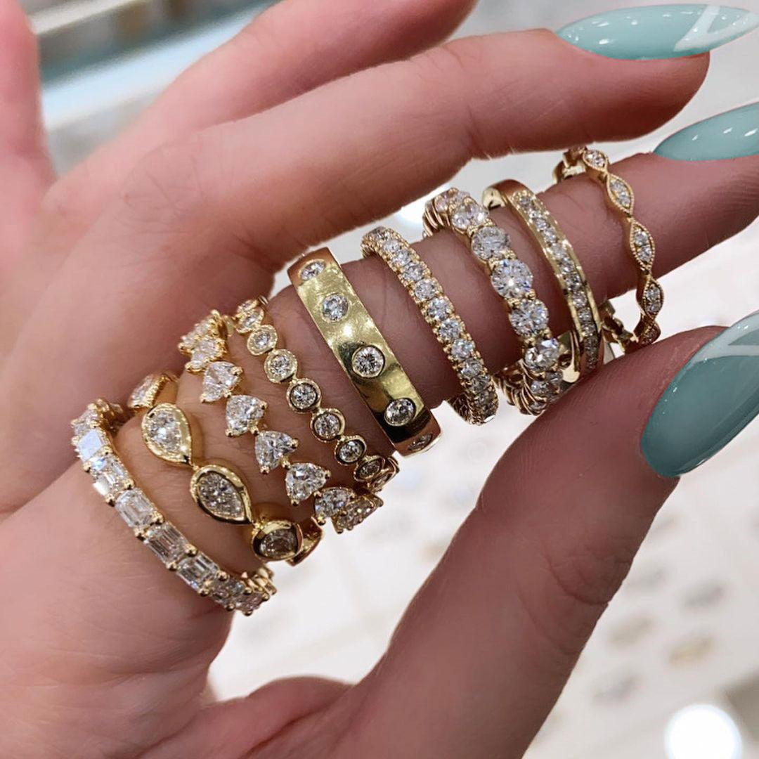 Collection of yellow gold diamond rings