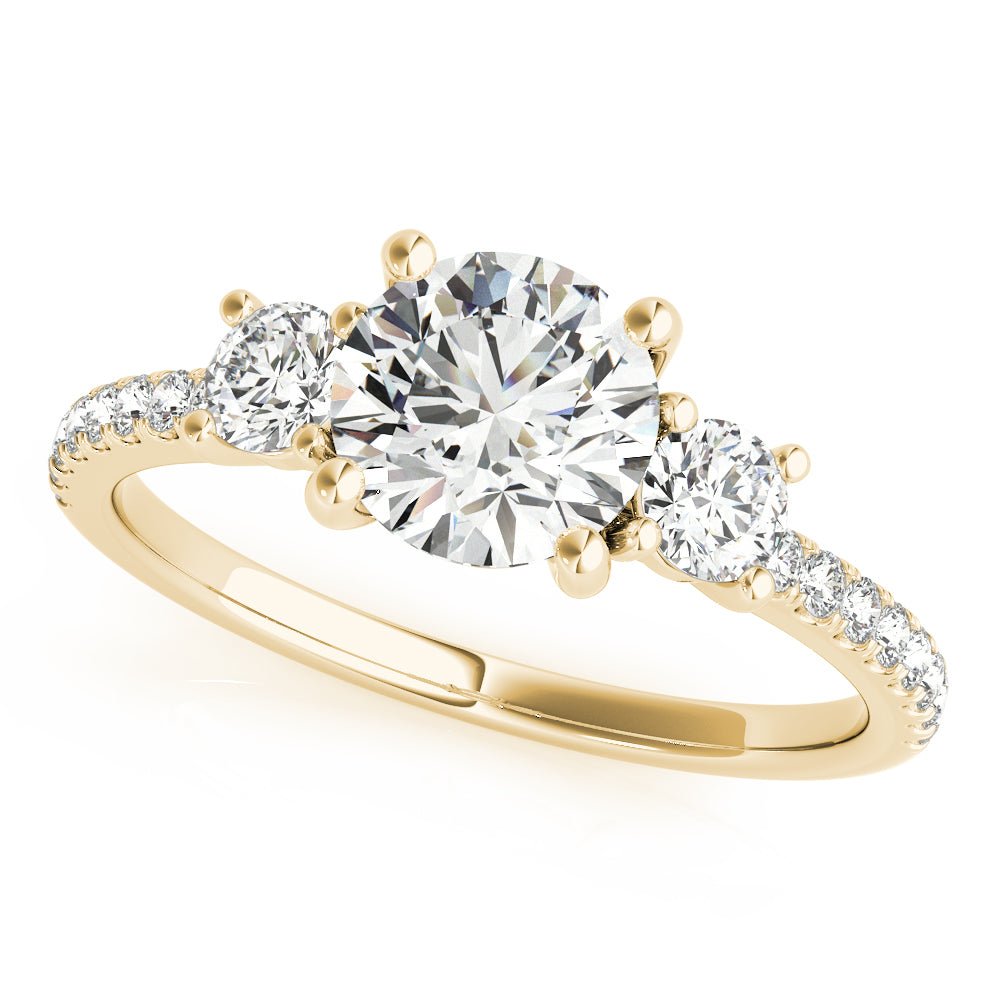3 Round Stone Pavé Engagement Ring - Diamonds By Rothschild