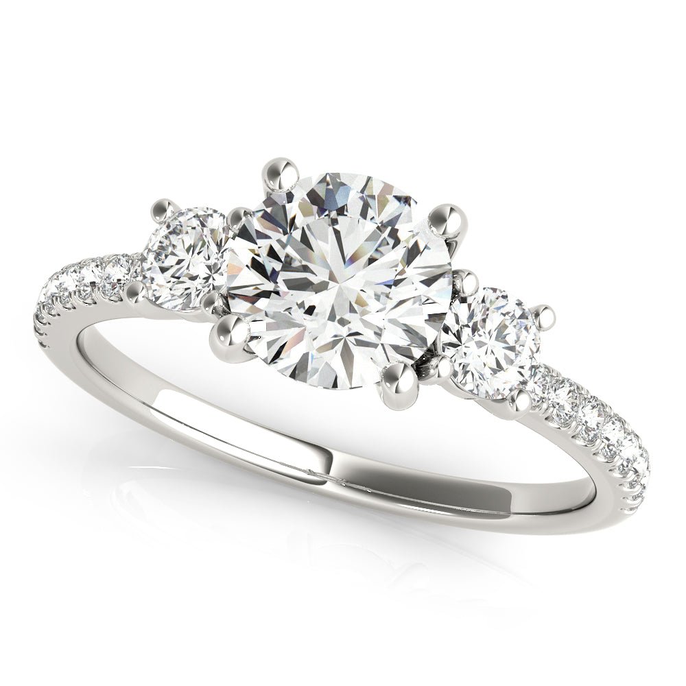 3 Round Stone Pavé Engagement Ring - Diamonds By Rothschild