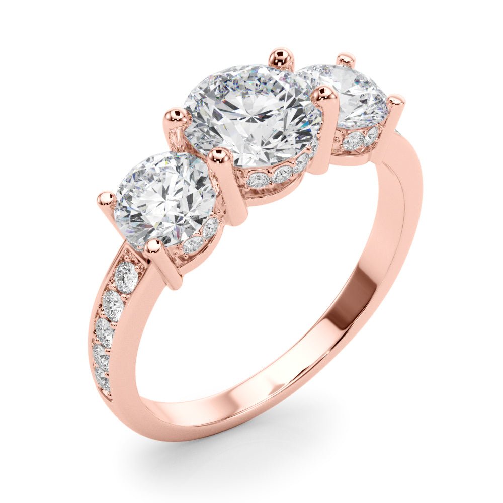 3 Stone Hidden Halo Channel Engagement Ring - Diamonds By Rothschild