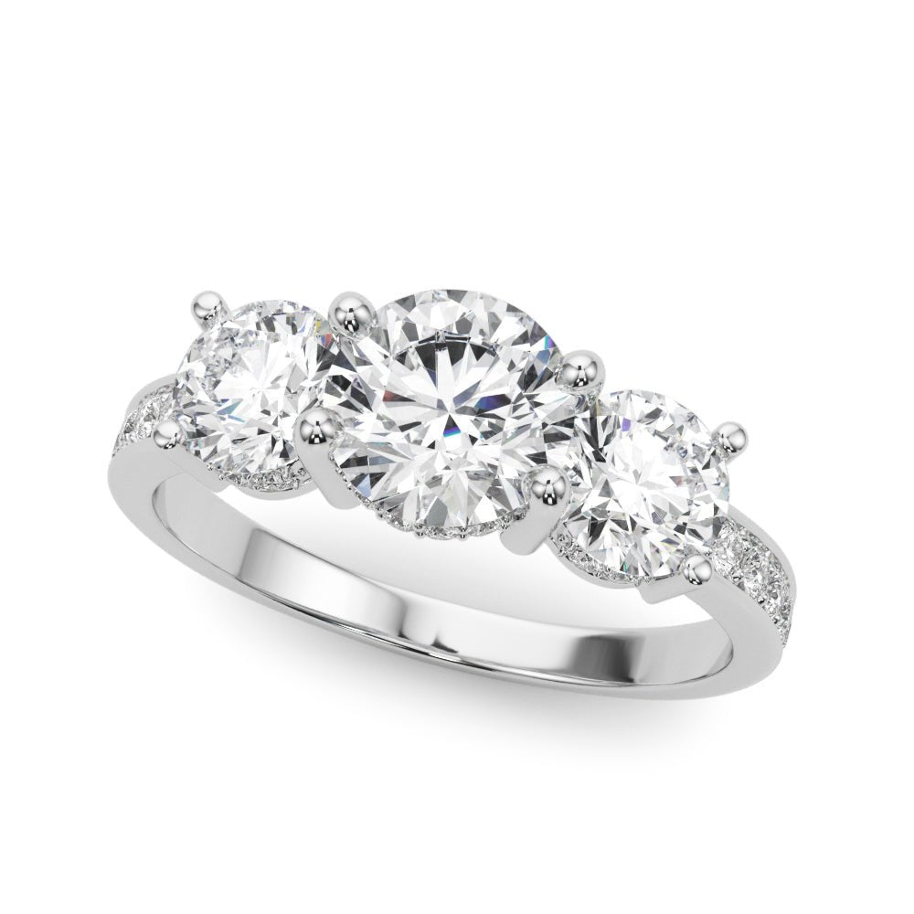 3 Stone Hidden Halo Channel Engagement Ring - Diamonds By Rothschild