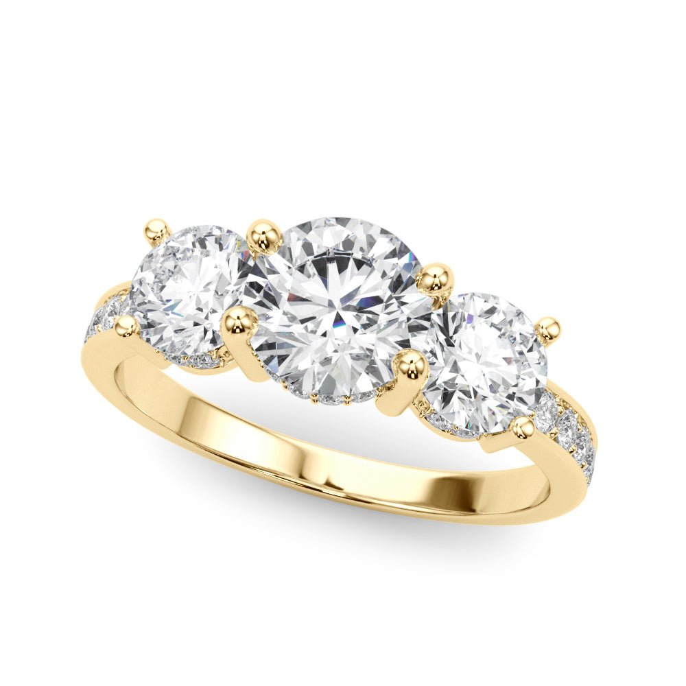 3 Stone Hidden Halo Channel Engagement Ring - Diamonds By Rothschild