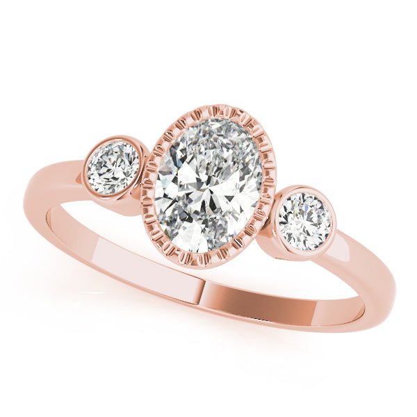 3 Stone Oval Center Bezel Engagement Ring - Diamonds By Rothschild
