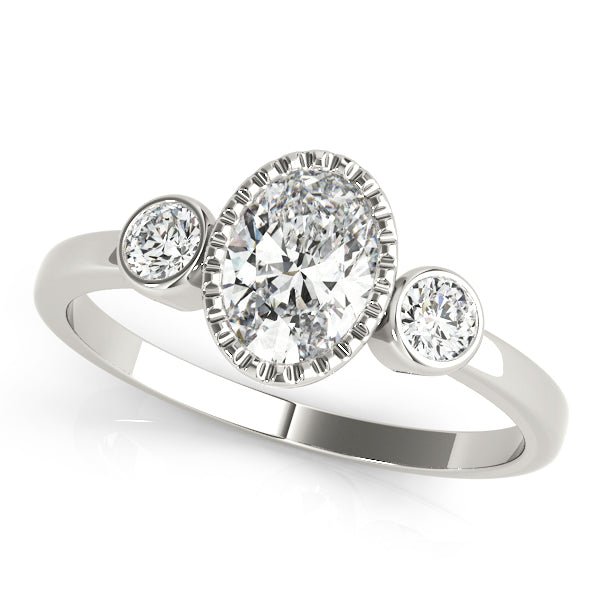 3 Stone Oval Center Bezel Engagement Ring - Diamonds By Rothschild