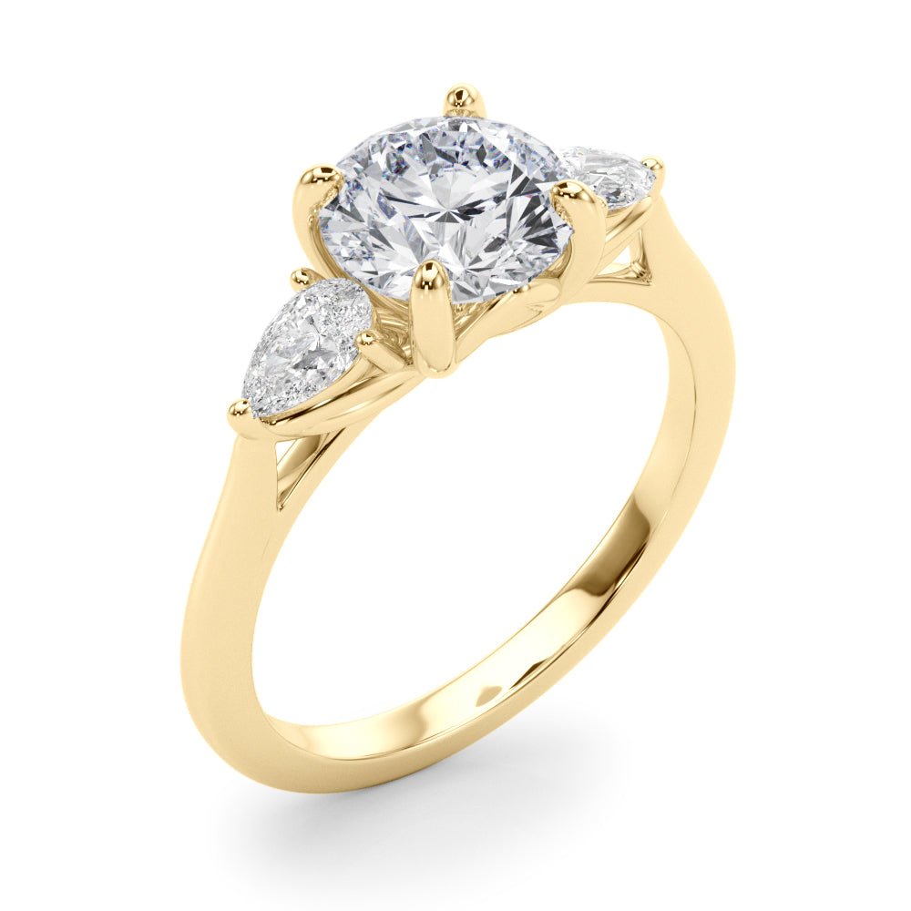 3 Stone Ring With Pear Side Stones - Diamonds By Rothschild