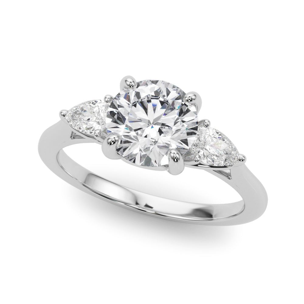 3 Stone Ring With Pear Side Stones - Diamonds By Rothschild