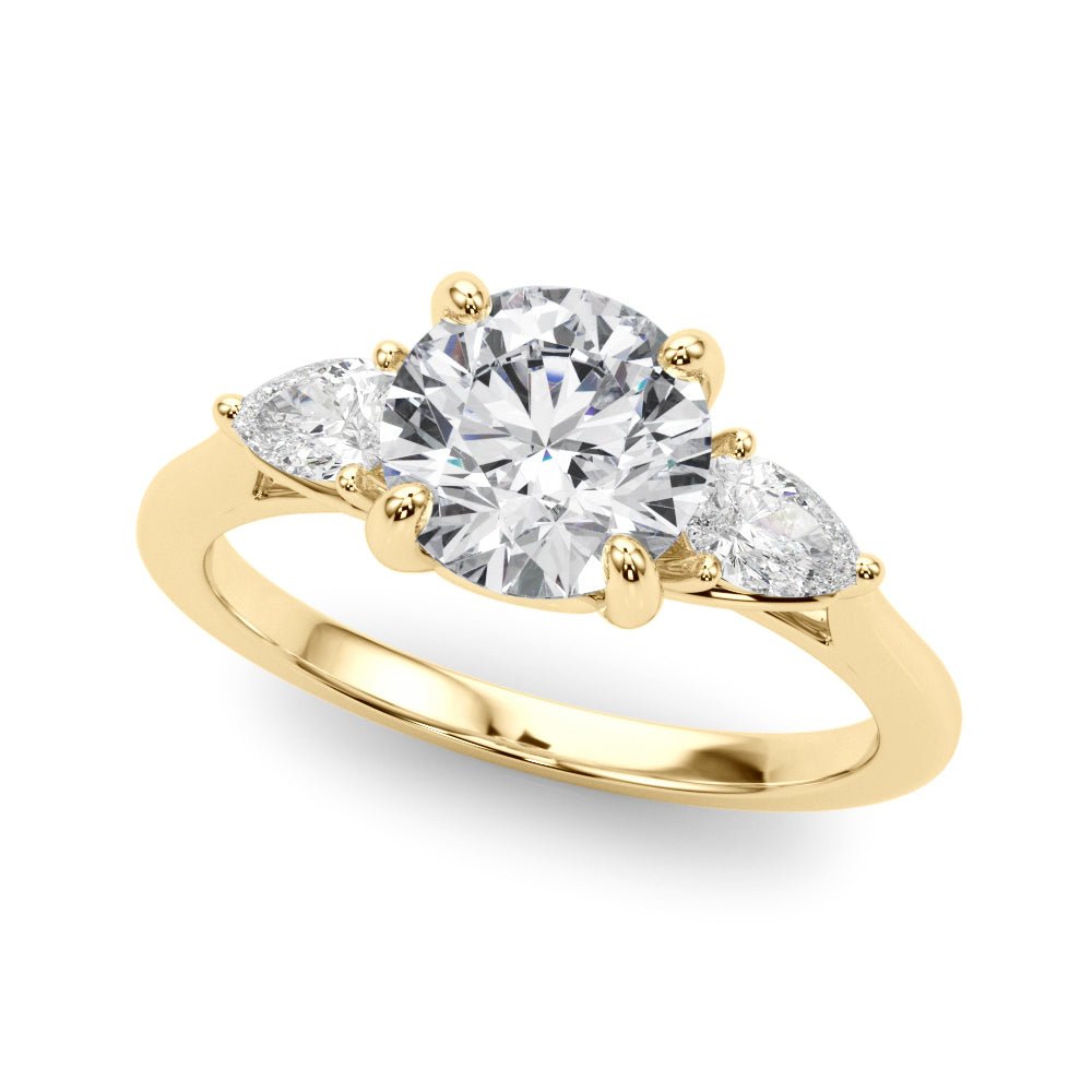 3 Stone Ring With Pear Side Stones - Diamonds By Rothschild