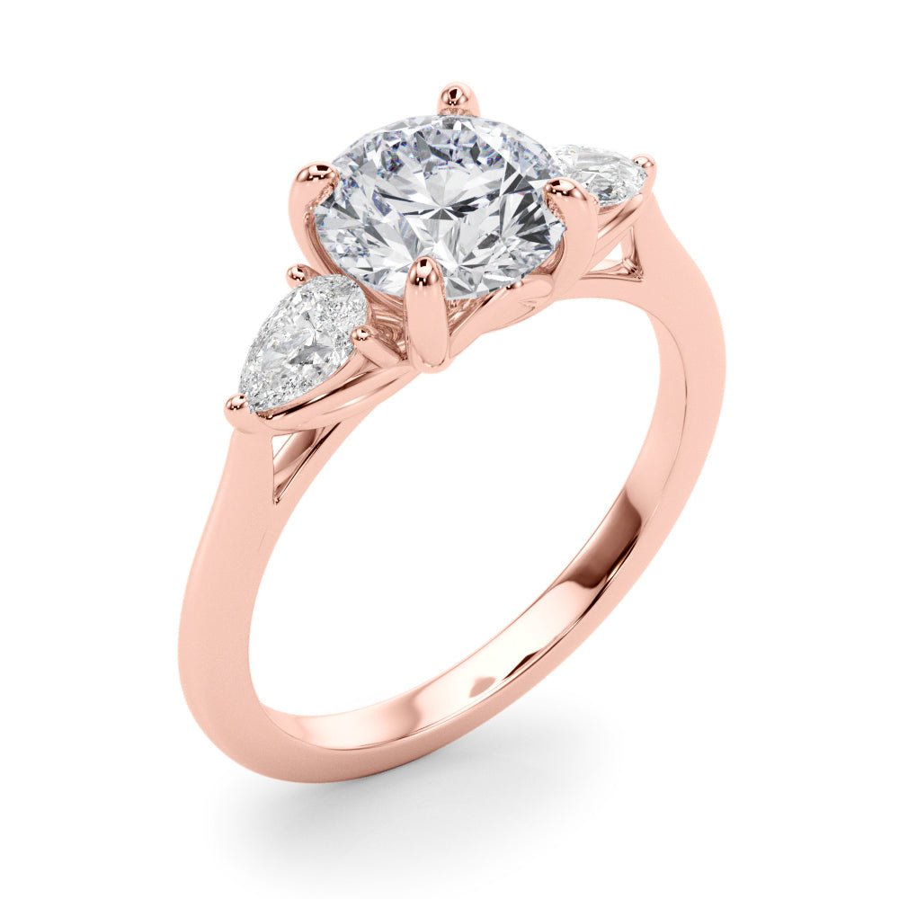 3 Stone Ring With Pear Side Stones - Diamonds By Rothschild