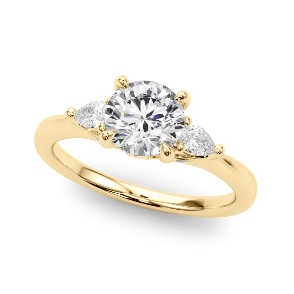 3 Stone Round Center Pear Side Stone Ring - Diamonds By Rothschild