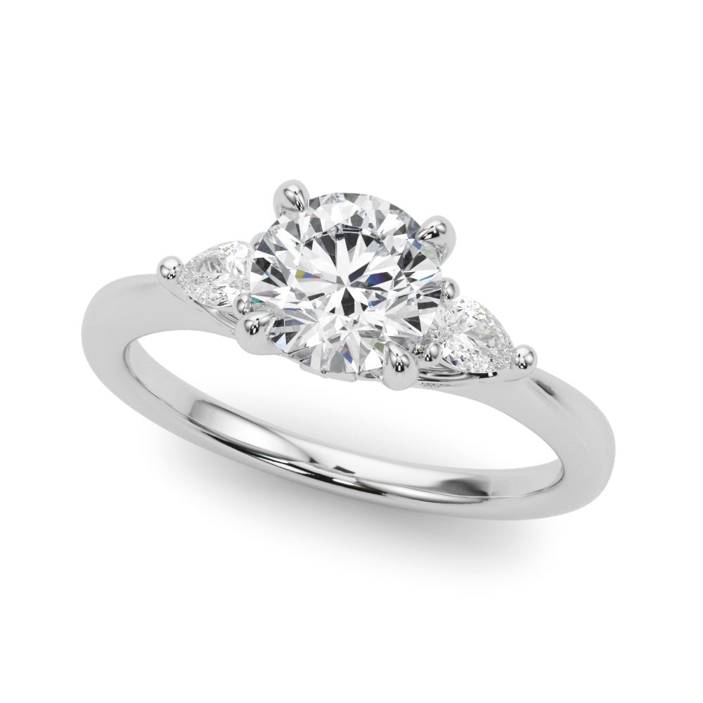 3 Stone Round Center Pear Side Stone Ring - Diamonds By Rothschild