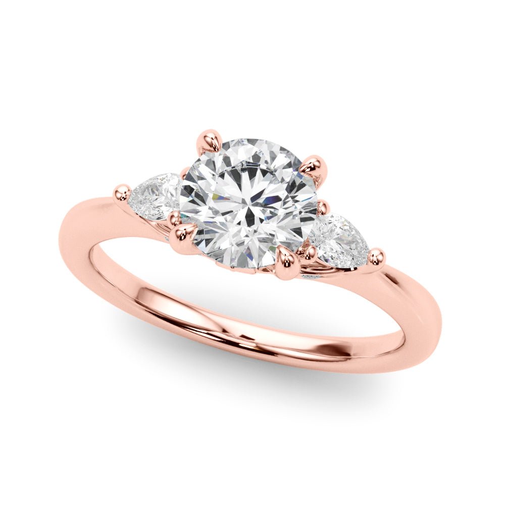 3 Stone Round Center Pear Side Stone Ring - Diamonds By Rothschild