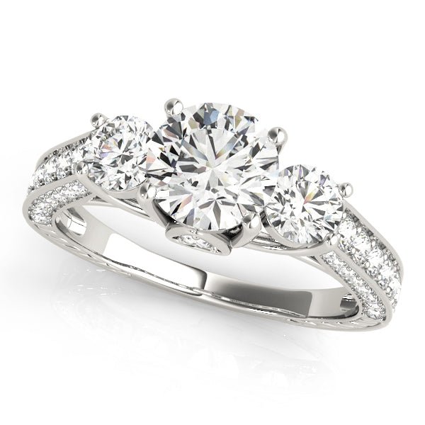 3 Stone Round Pavé Engagement Ring - Diamonds By Rothschild