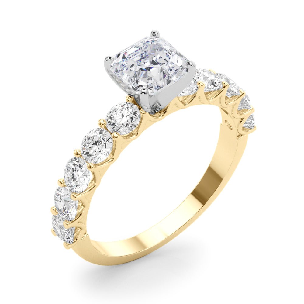 Asscher Cut Center Large Pavé Engagement Ring - Diamonds By Rothschild