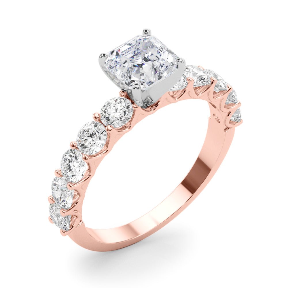 Asscher Cut Center Large Pavé Engagement Ring - Diamonds By Rothschild