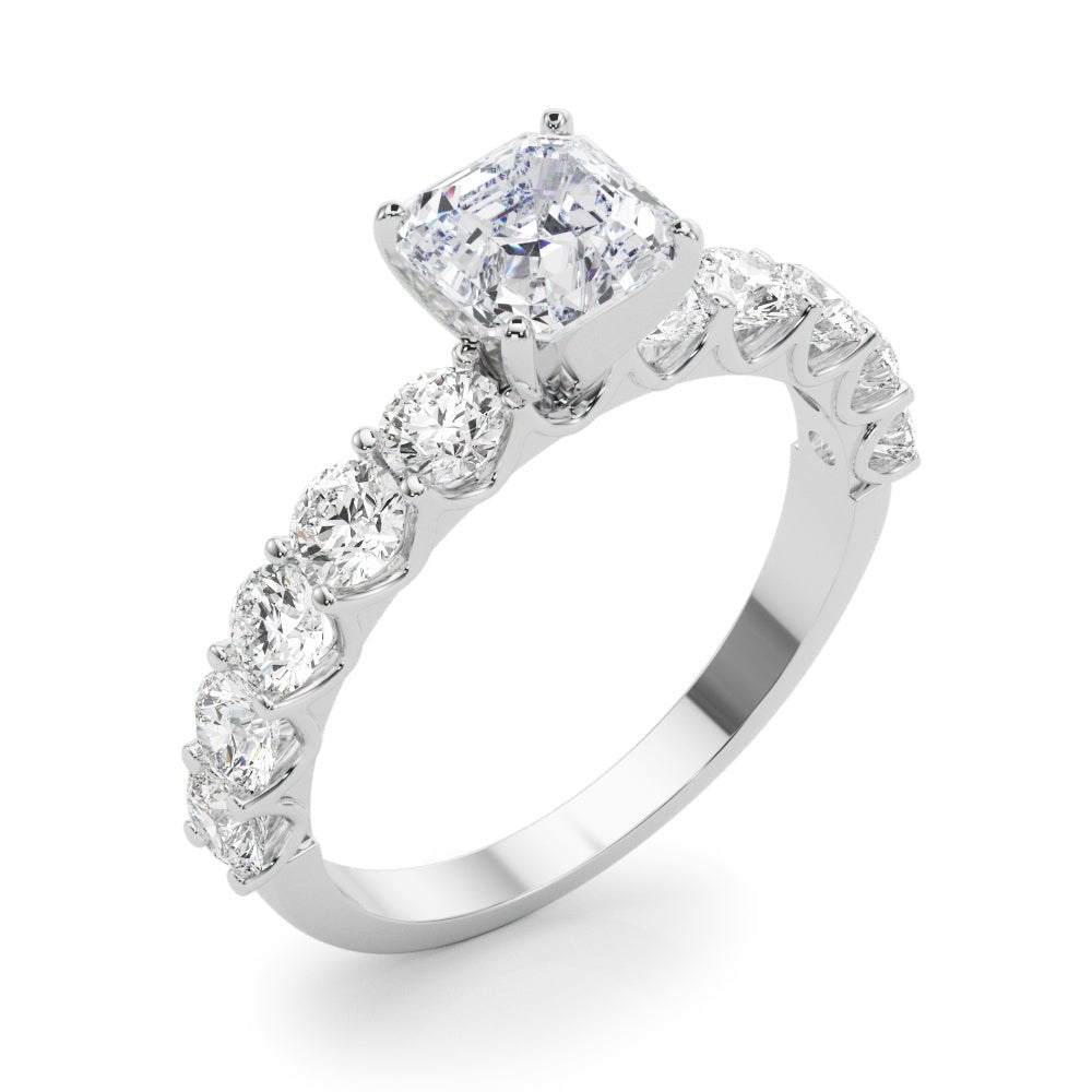 Asscher Cut Center Large Pavé Engagement Ring - Diamonds By Rothschild