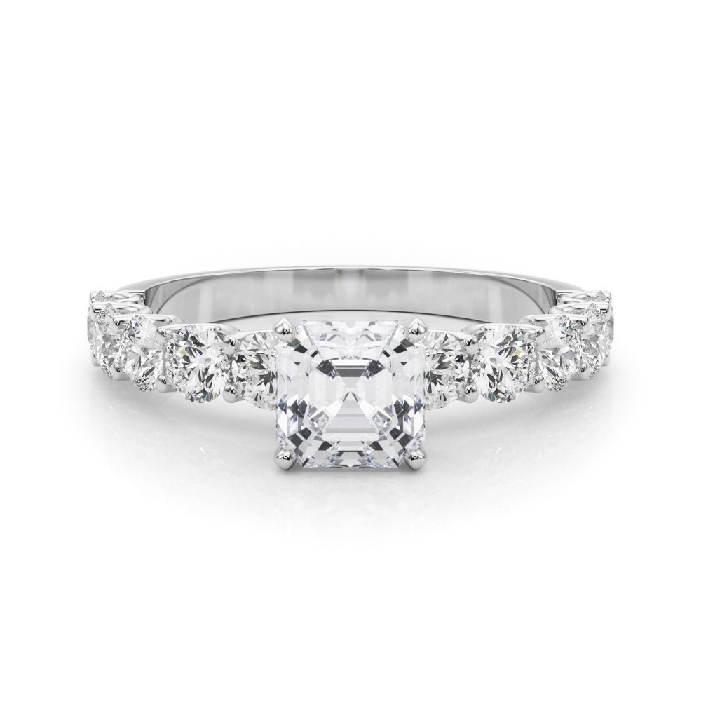 Asscher Cut Center Large Pavé Engagement Ring - Diamonds By Rothschild