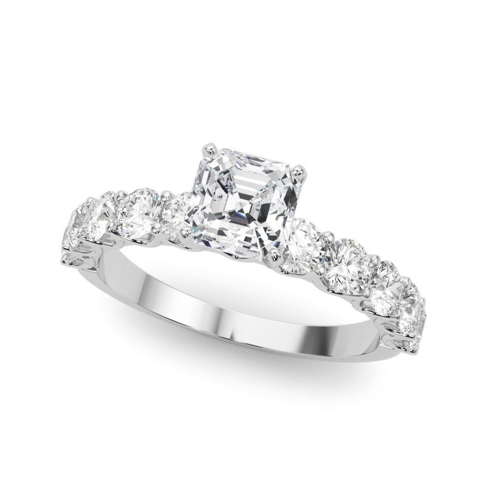 Asscher Cut Center Large Pavé Engagement Ring - Diamonds By Rothschild