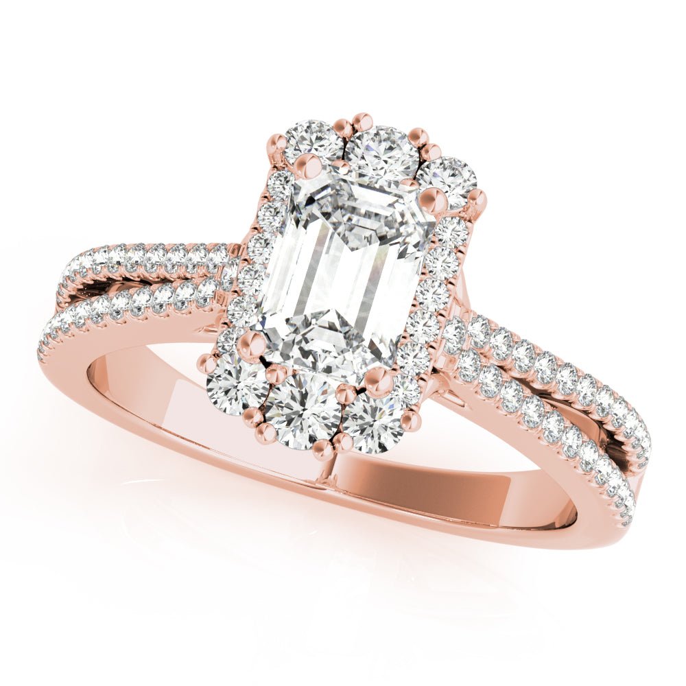 Emerald Cut Halo Pavé Engagement Ring - Diamonds By Rothschild