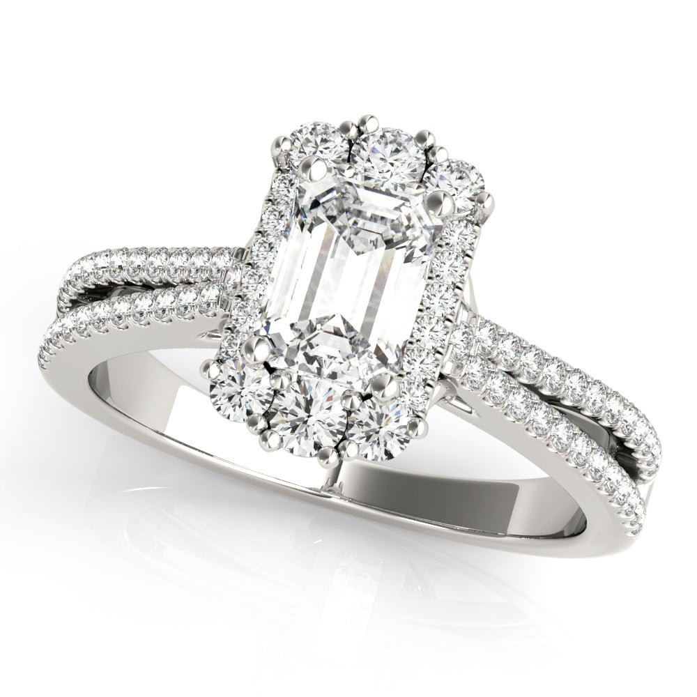 Emerald Cut Halo Pavé Engagement Ring - Diamonds By Rothschild
