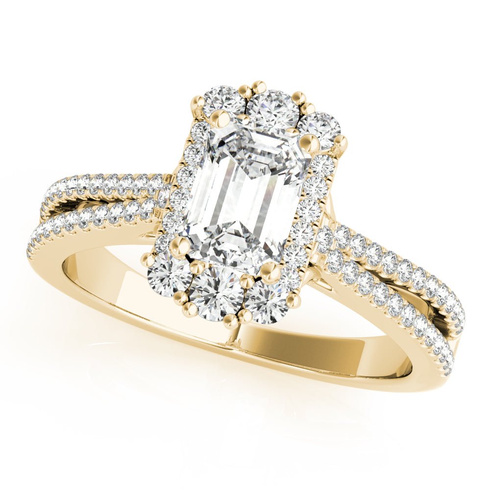 Emerald Cut Halo Pavé Engagement Ring - Diamonds By Rothschild