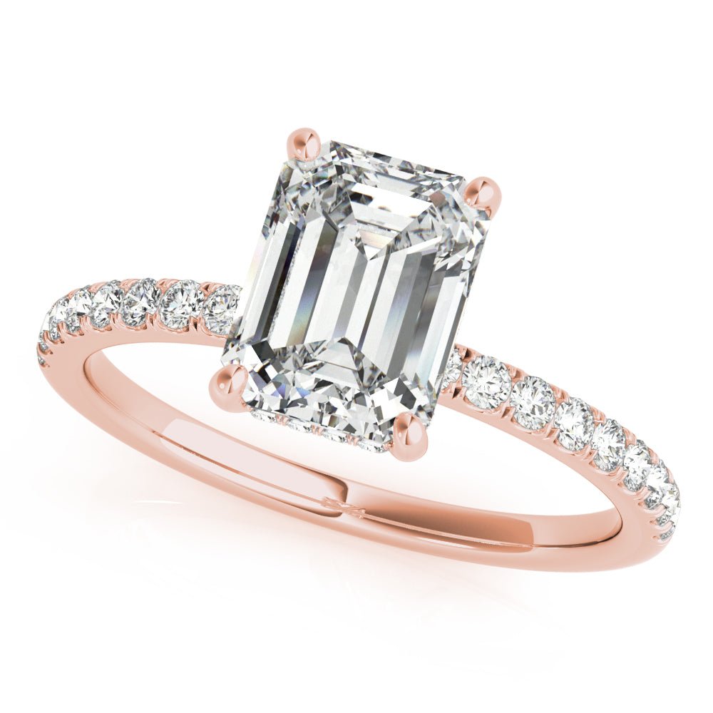 Emerald Hidden Halo Pavé Engagement Ring - Diamonds By Rothschild