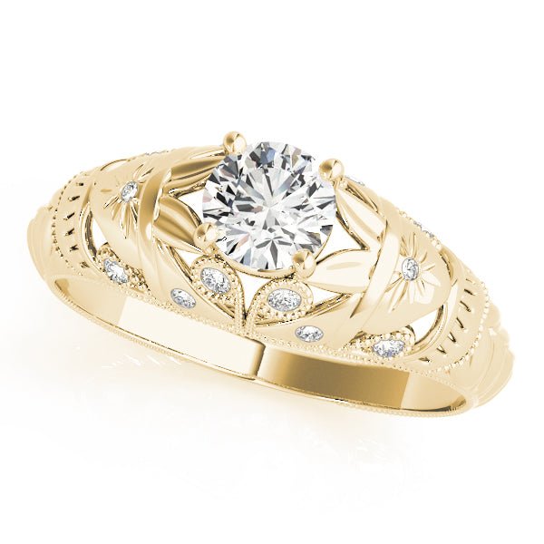 Filigree Round Center Engagement Ring - Diamonds By Rothschild