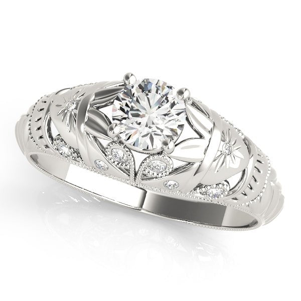Filigree Round Center Engagement Ring - Diamonds By Rothschild