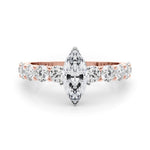 Marquise Center Large Pavé Engagement Ring - Diamonds By Rothschild