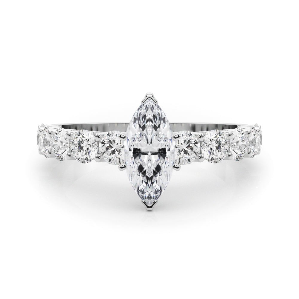Marquise Center Large Pavé Engagement Ring - Diamonds By Rothschild
