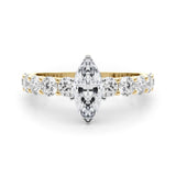 Marquise Center Large Pavé Engagement Ring - Diamonds By Rothschild