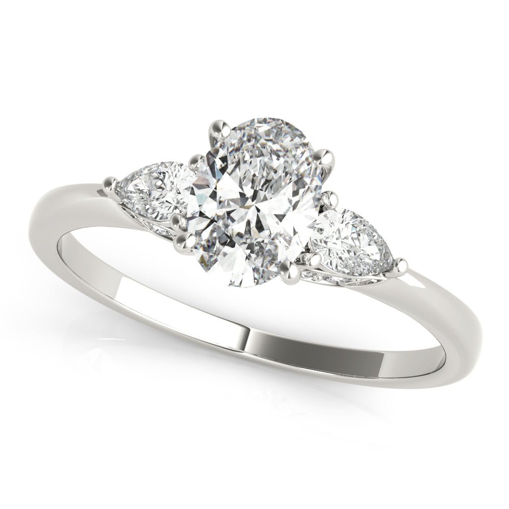 Oval Center Pear Side Stone Engagement Ring - Diamonds By Rothschild