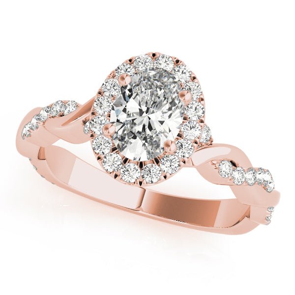 Oval Halo Ring with Braided Pavé Shank - Diamonds By Rothschild