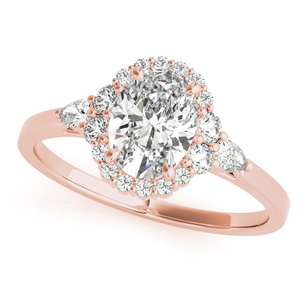 Oval Halo Side Stone Engagement Ring - Diamonds By Rothschild