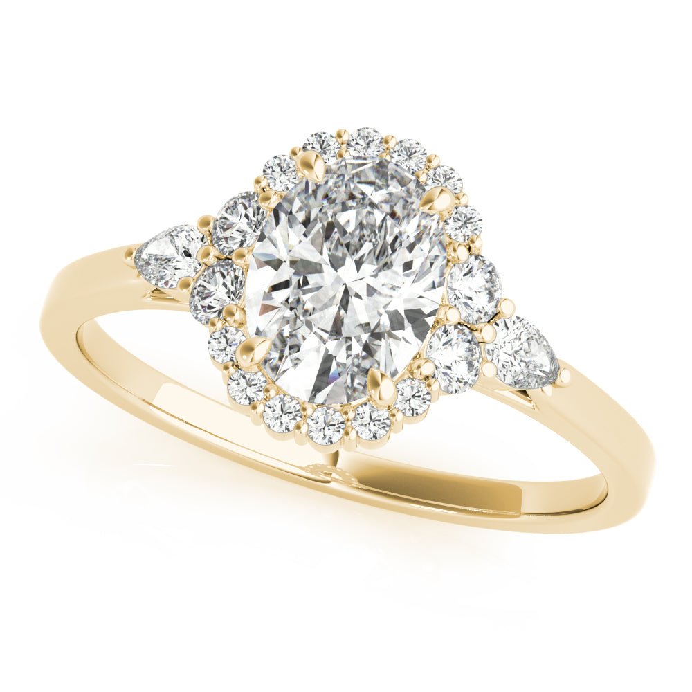 Oval Halo Side Stone Engagement Ring - Diamonds By Rothschild