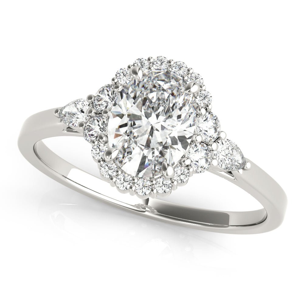 Oval Halo Side Stone Engagement Ring - Diamonds By Rothschild