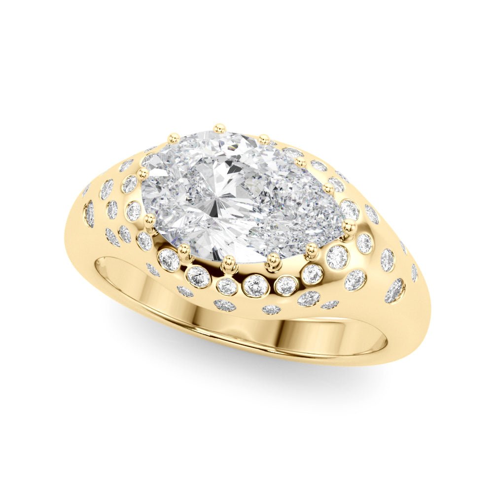 Pear Center Diamond Encrusted Engagement Ring - Diamonds By Rothschild