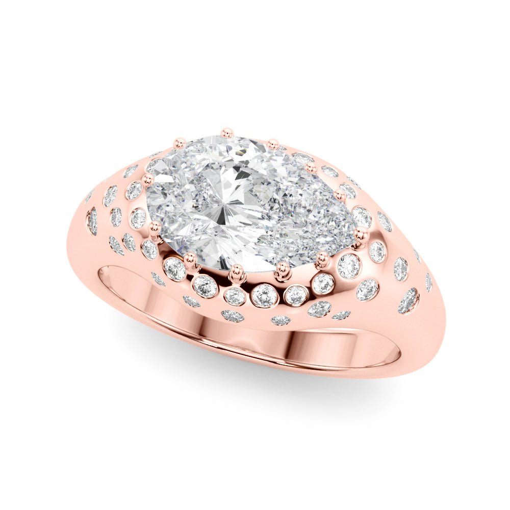 Pear Center Diamond Encrusted Engagement Ring - Diamonds By Rothschild