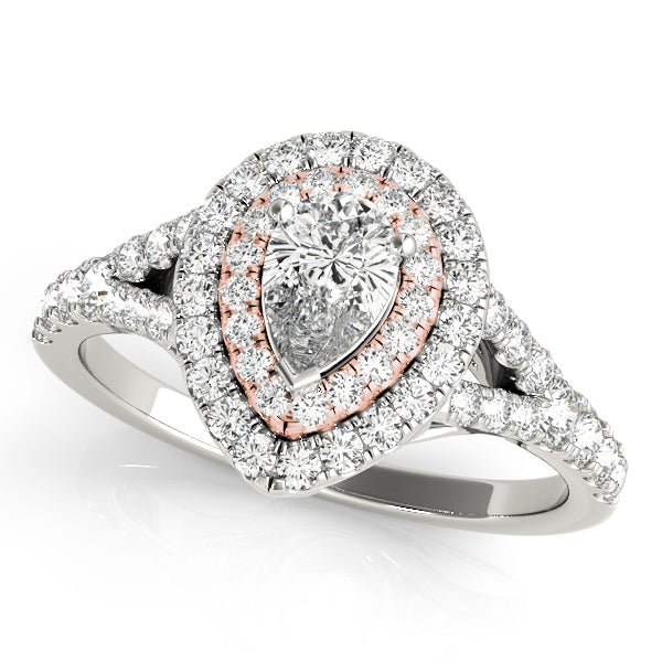 Pear Double Halo Split Pavé Engagement Ring - Diamonds By Rothschild