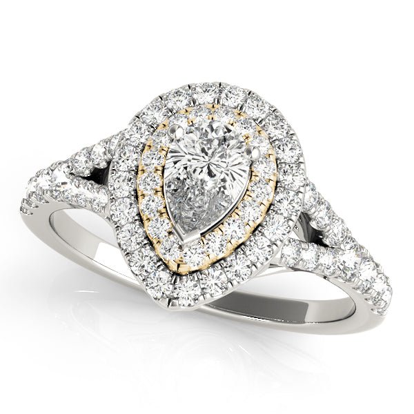 Pear Double Halo Split Pavé Engagement Ring - Diamonds By Rothschild