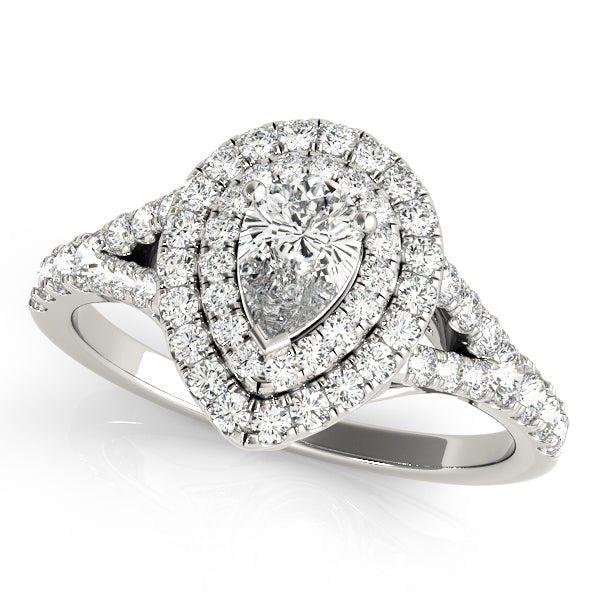 Pear Double Halo Split Pavé Engagement Ring - Diamonds By Rothschild