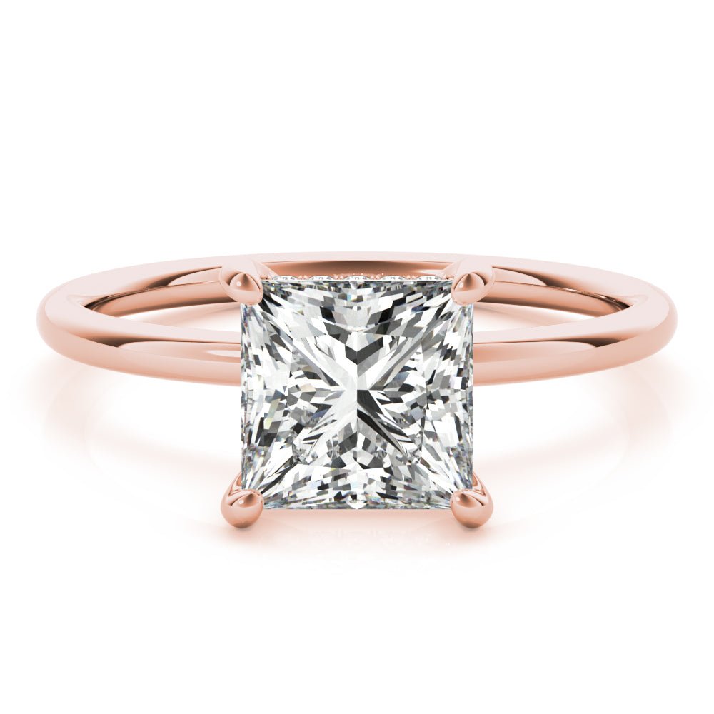Princess Cut Hidden Halo Engagement Ring - Diamonds By Rothschild