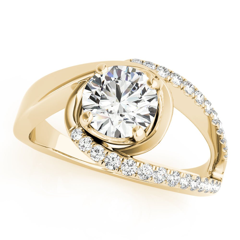 Round Center Bypass Euro Pavé Shank Engagement Ring - Diamonds By Rothschild