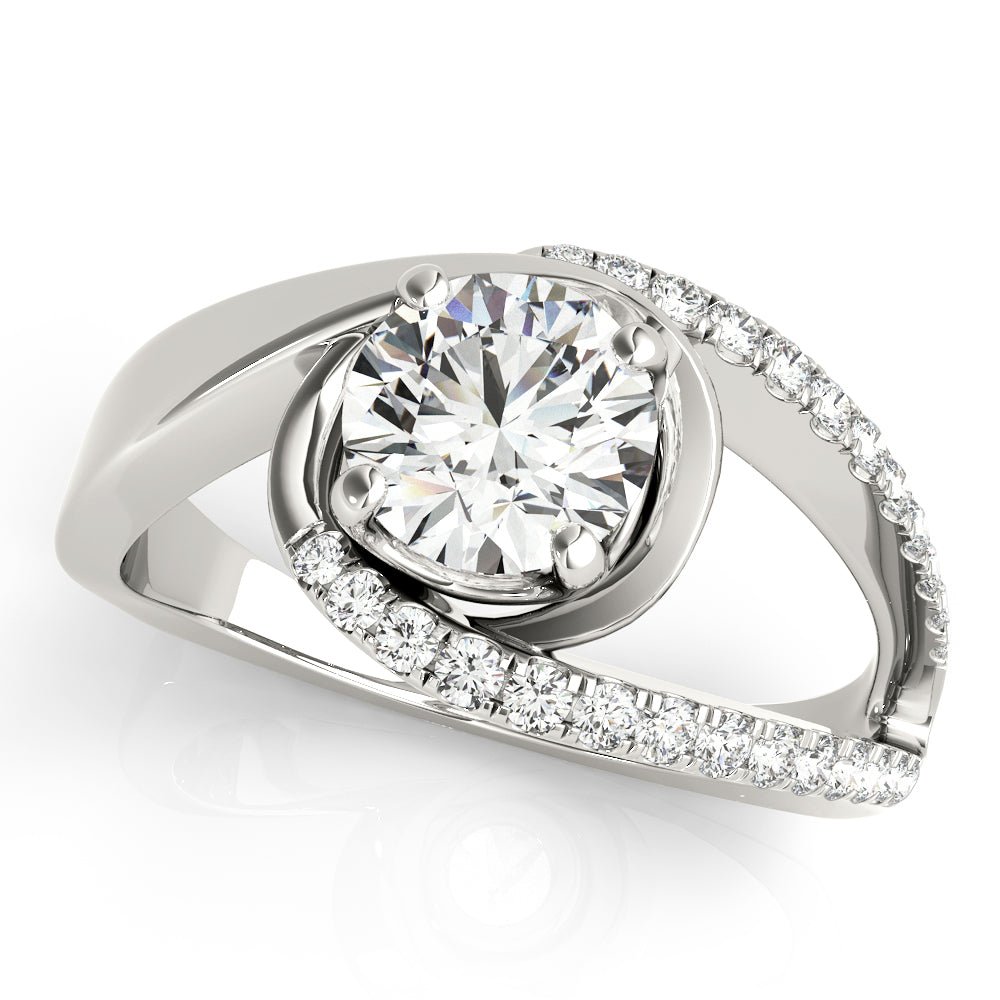 Round Center Bypass Euro Pavé Shank Engagement Ring - Diamonds By Rothschild