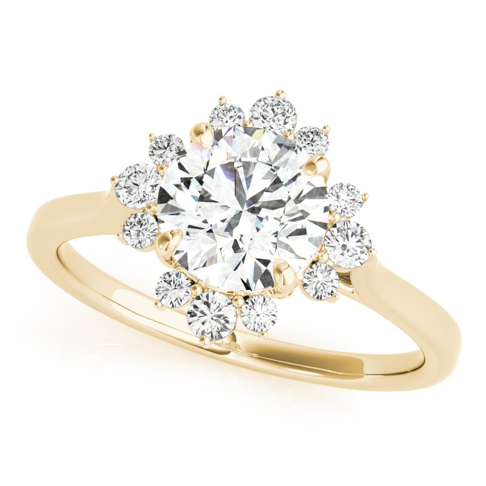 Round Center Floral Halo Engagement Ring - Diamonds By Rothschild